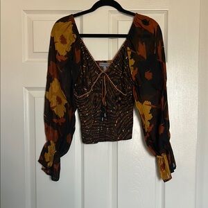 Anthropologie Floral Long Sleeve Blouse